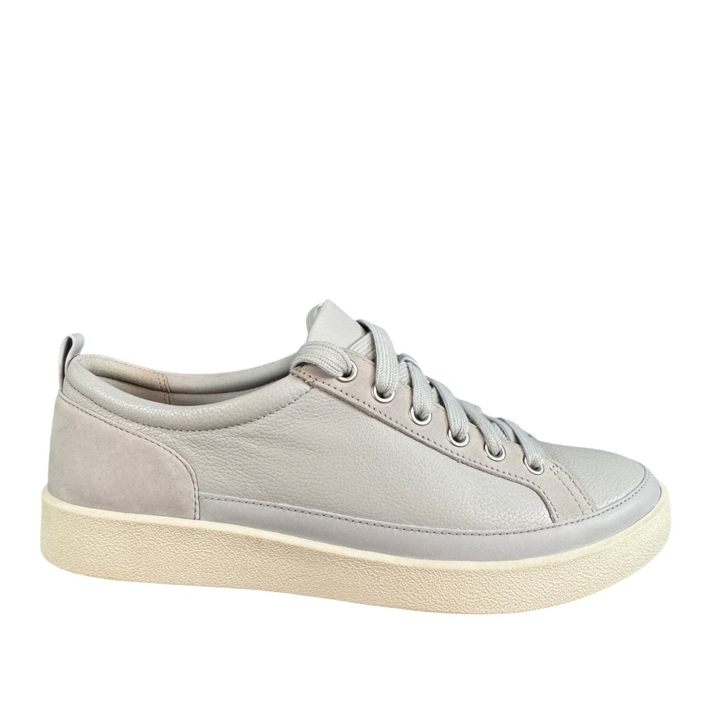 Vionic Winny Leather Sneakers Grey Low Top Lace Up Shoes 9 Wide